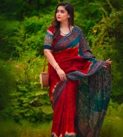 ব্লাউজ পিছ সহ ডিজিটাল প্রিন্ট শাড়ি কোড DP-6018