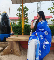 Semi moslin silk saree Nil Joba