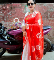 Semi moslin silk saree Red Joba