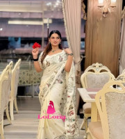 Tangail silk saree TS-5018 white putul